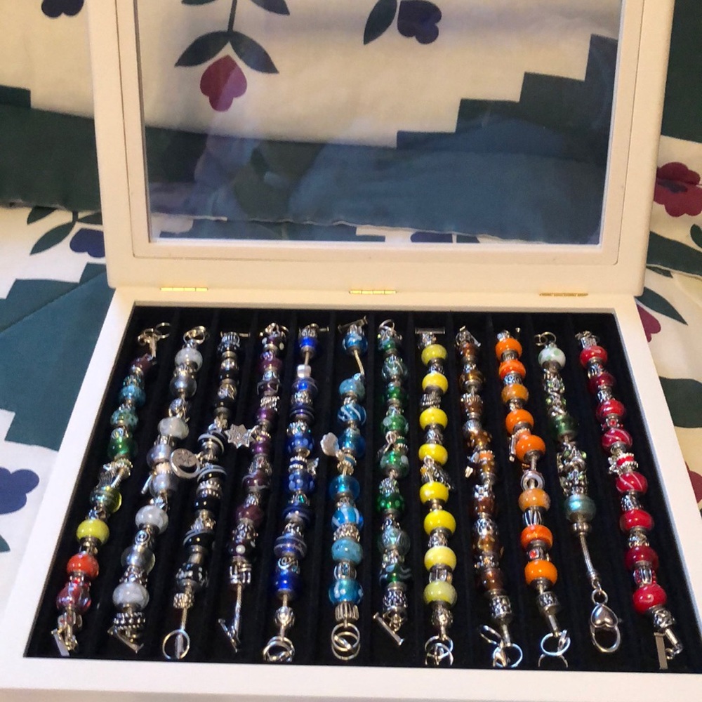BRACELET “BY THE MONTH” w/charms; “JEWELRY BOX” (INCLUDED w/PURCHASE until gone